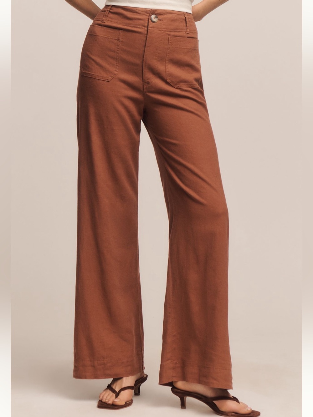 Anthropologie Maeve Colette Pants Linen Wide Leg High Rise Full Length New 27
